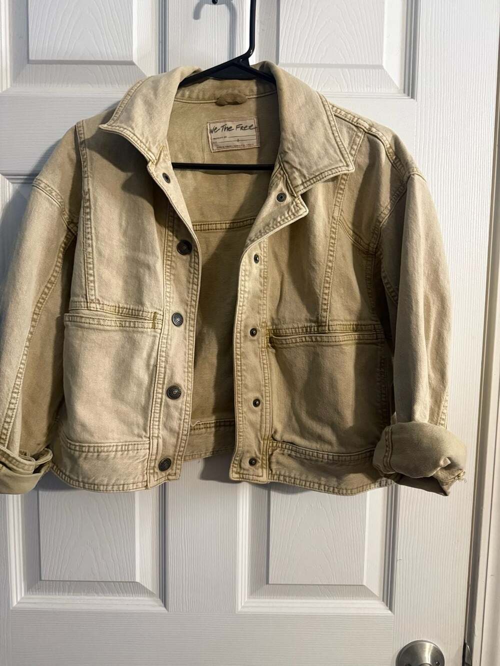We The Free Free People Tan Denim Crop Jacket Size S